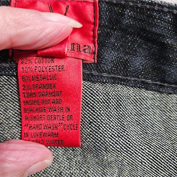 V Cristina Jeans Womens Blue High Rise Gold Metallic Straight Leg Size 12 Denim - Picture 7 of 14